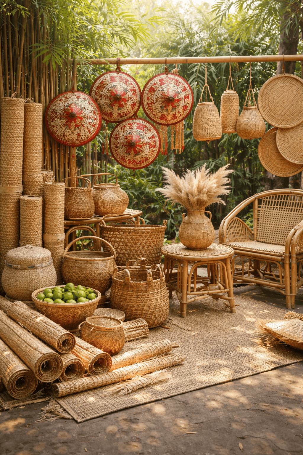 Bamboo & Cane Works Japi, Mats, Baskets, Furniture image